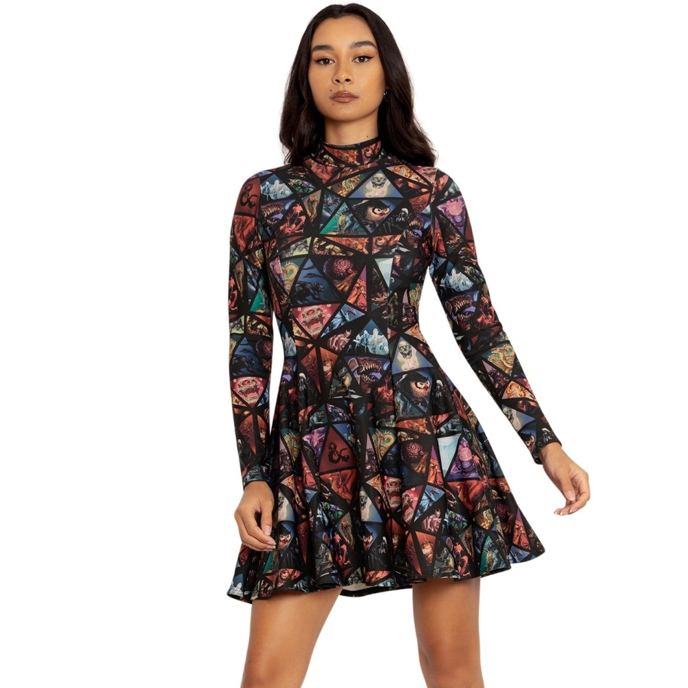 BlackMilk Monster Manual Long Sleeve Evil Mini Skater Dress